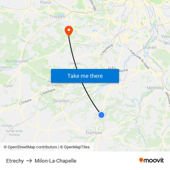 Etrechy to Milon-La-Chapelle map