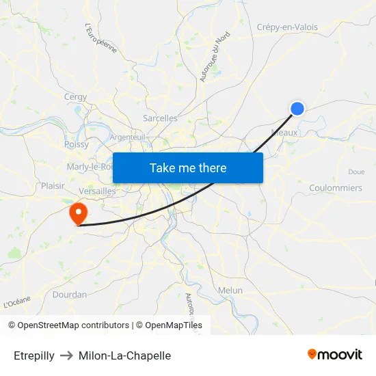 Etrepilly to Milon-La-Chapelle map