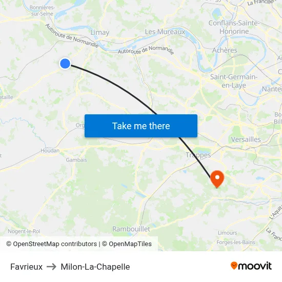 Favrieux to Milon-La-Chapelle map
