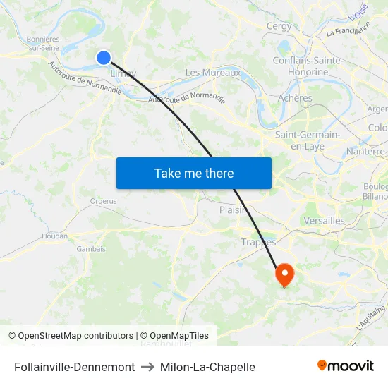 Follainville-Dennemont to Milon-La-Chapelle map