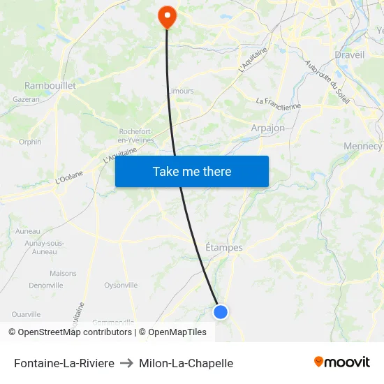 Fontaine-La-Riviere to Milon-La-Chapelle map