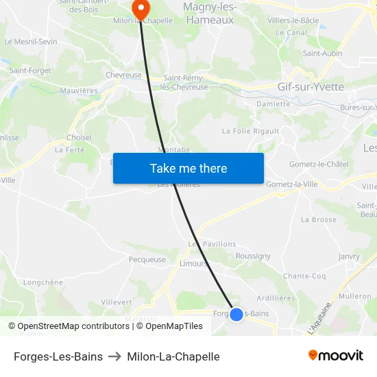 Forges-Les-Bains to Milon-La-Chapelle map