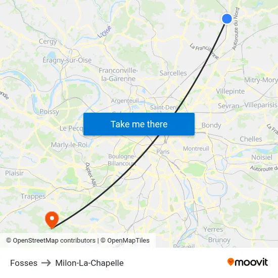 Fosses to Milon-La-Chapelle map