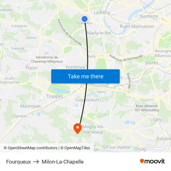 Fourqueux to Milon-La-Chapelle map