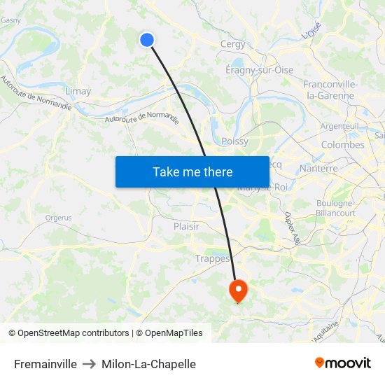 Fremainville to Milon-La-Chapelle map