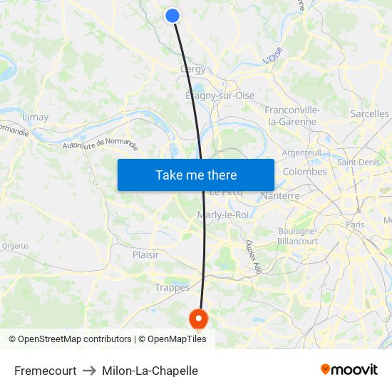 Fremecourt to Milon-La-Chapelle map