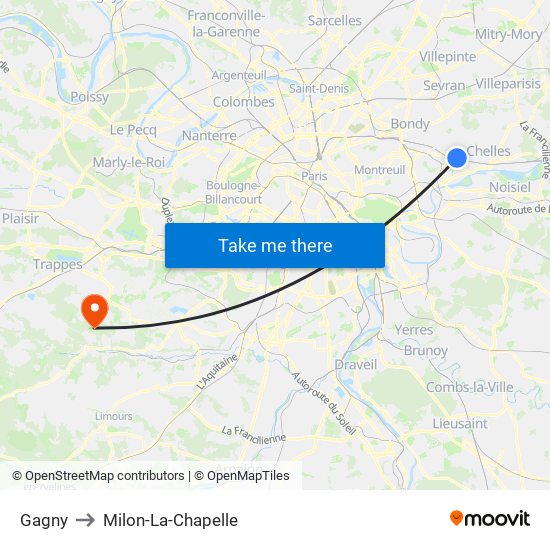 Gagny to Milon-La-Chapelle map