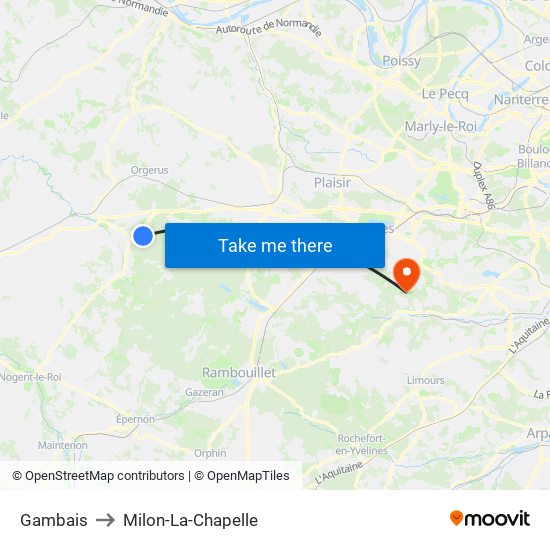 Gambais to Milon-La-Chapelle map
