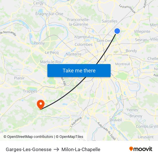 Garges-Les-Gonesse to Milon-La-Chapelle map