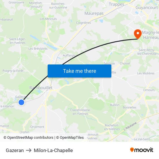 Gazeran to Milon-La-Chapelle map