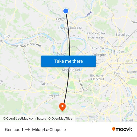 Genicourt to Milon-La-Chapelle map