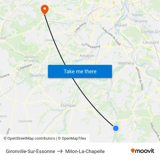 Gironville-Sur-Essonne to Milon-La-Chapelle map
