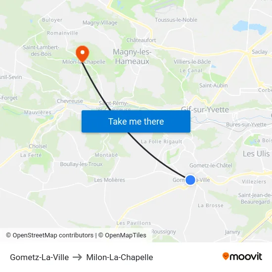 Gometz-La-Ville to Milon-La-Chapelle map