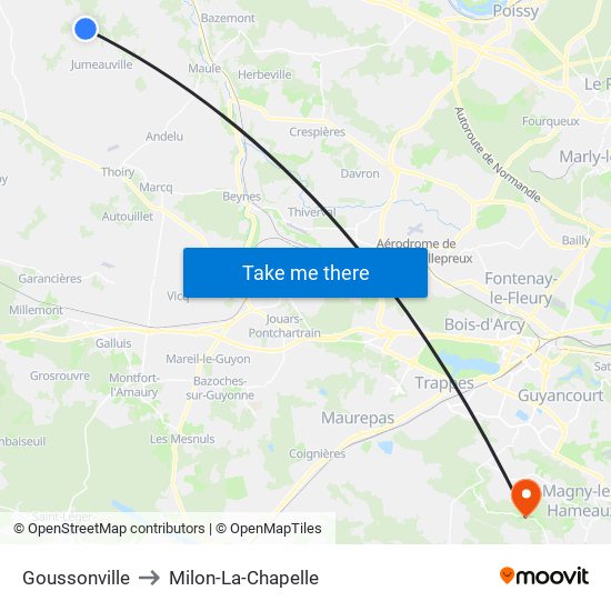 Goussonville to Milon-La-Chapelle map