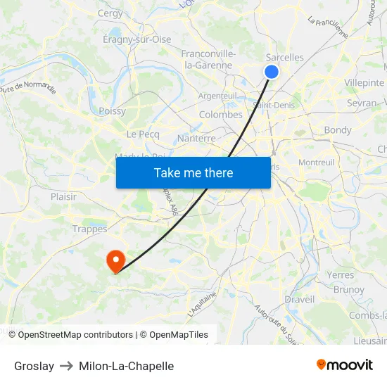 Groslay to Milon-La-Chapelle map
