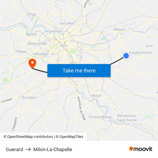 Guerard to Milon-La-Chapelle map
