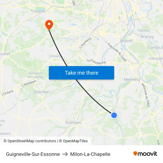 Guigneville-Sur-Essonne to Milon-La-Chapelle map