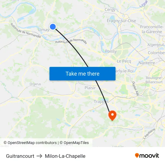 Guitrancourt to Milon-La-Chapelle map