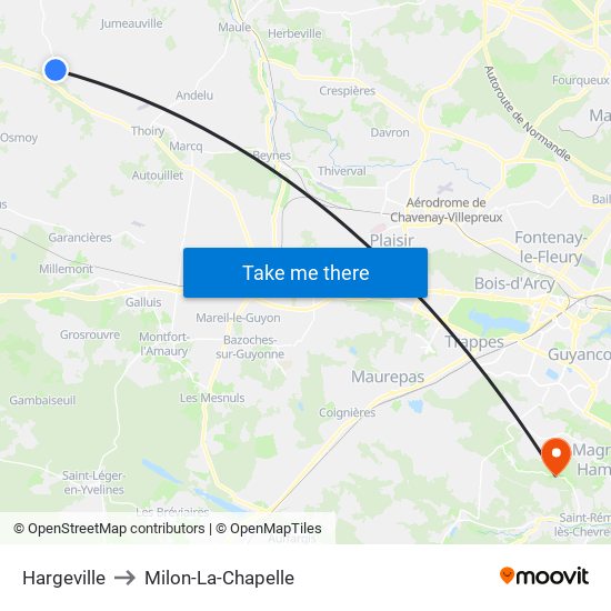 Hargeville to Milon-La-Chapelle map
