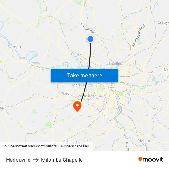 Hedouville to Milon-La-Chapelle map