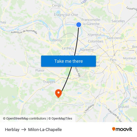 Herblay to Milon-La-Chapelle map