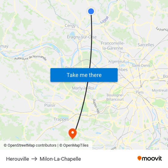 Herouville to Milon-La-Chapelle map
