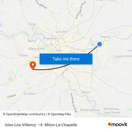 Isles-Les-Villenoy to Milon-La-Chapelle map