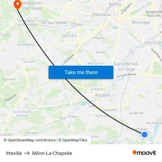 Itteville to Milon-La-Chapelle map