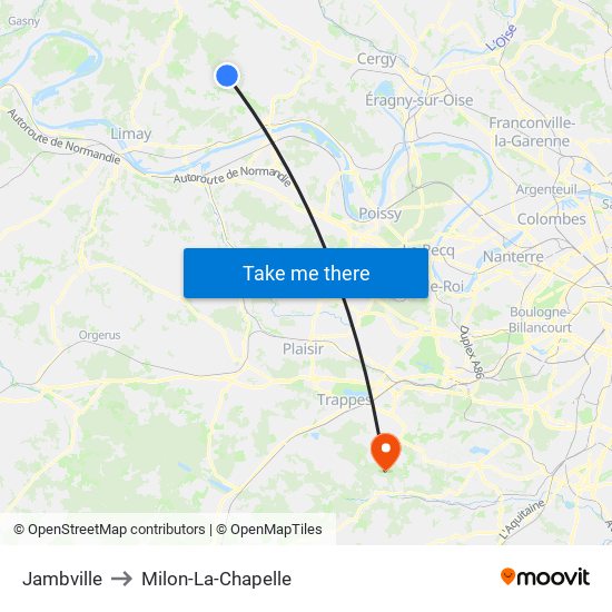 Jambville to Milon-La-Chapelle map