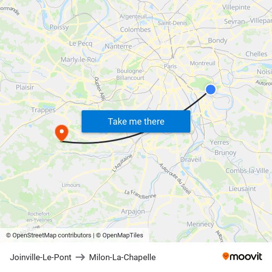 Joinville-Le-Pont to Milon-La-Chapelle map