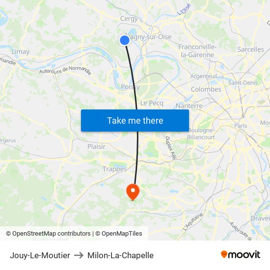 Jouy-Le-Moutier to Milon-La-Chapelle map