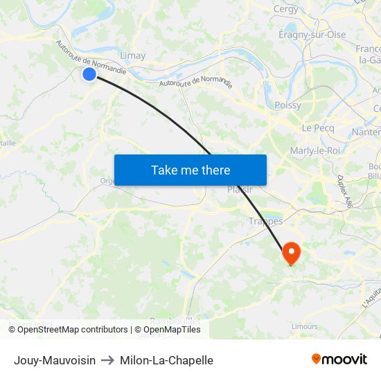 Jouy-Mauvoisin to Milon-La-Chapelle map