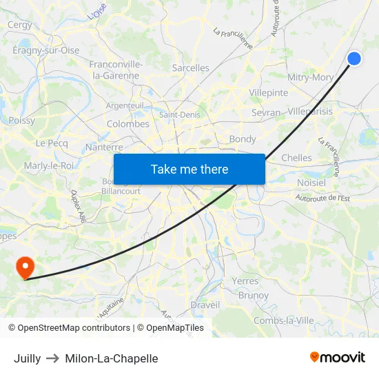 Juilly to Milon-La-Chapelle map