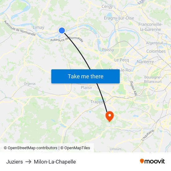 Juziers to Milon-La-Chapelle map