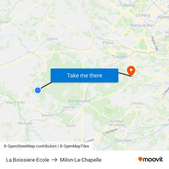 La Boissiere-Ecole to Milon-La-Chapelle map