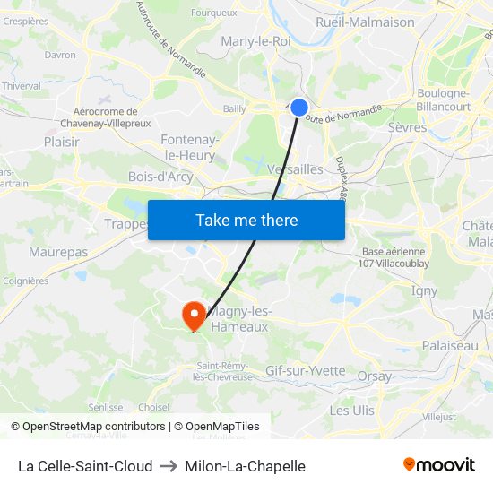La Celle-Saint-Cloud to Milon-La-Chapelle map