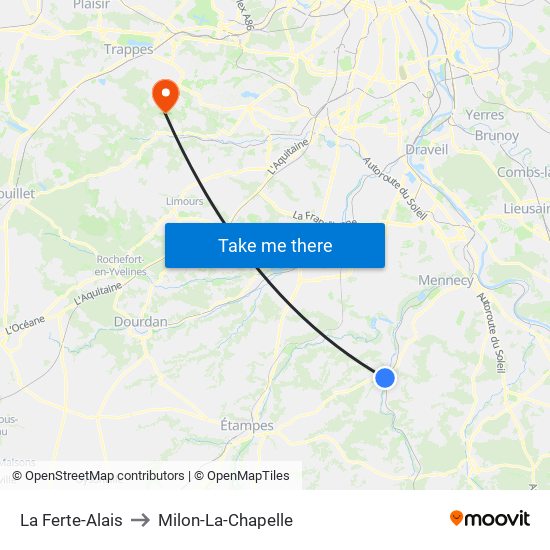 La Ferte-Alais to Milon-La-Chapelle map