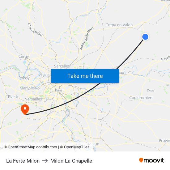 La Ferte-Milon to Milon-La-Chapelle map