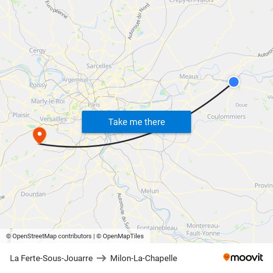 La Ferte-Sous-Jouarre to Milon-La-Chapelle map