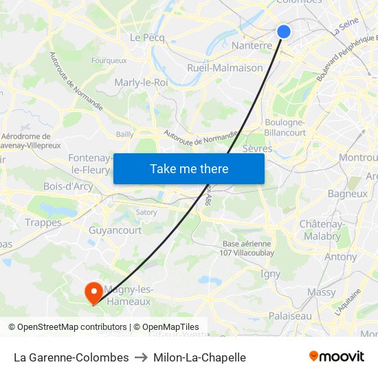 La Garenne-Colombes to Milon-La-Chapelle map