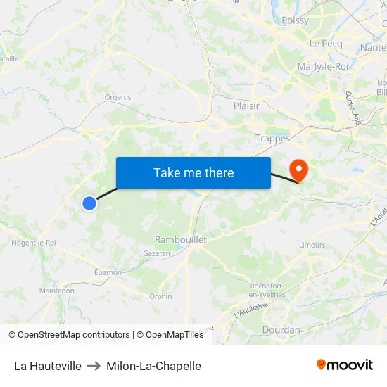 La Hauteville to Milon-La-Chapelle map