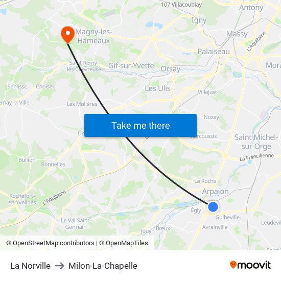La Norville to Milon-La-Chapelle map