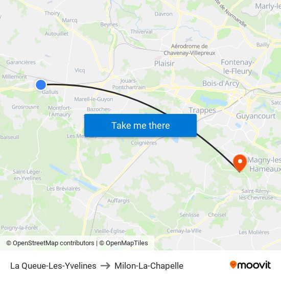 La Queue-Les-Yvelines to Milon-La-Chapelle map