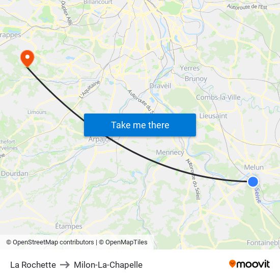La Rochette to Milon-La-Chapelle map