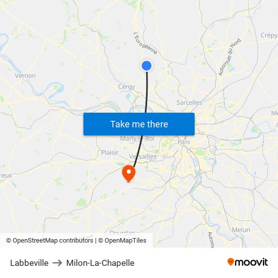 Labbeville to Milon-La-Chapelle map