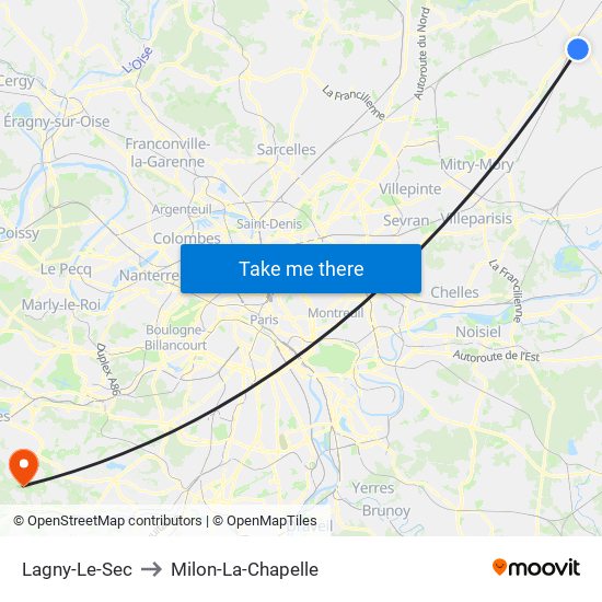 Lagny-Le-Sec to Milon-La-Chapelle map