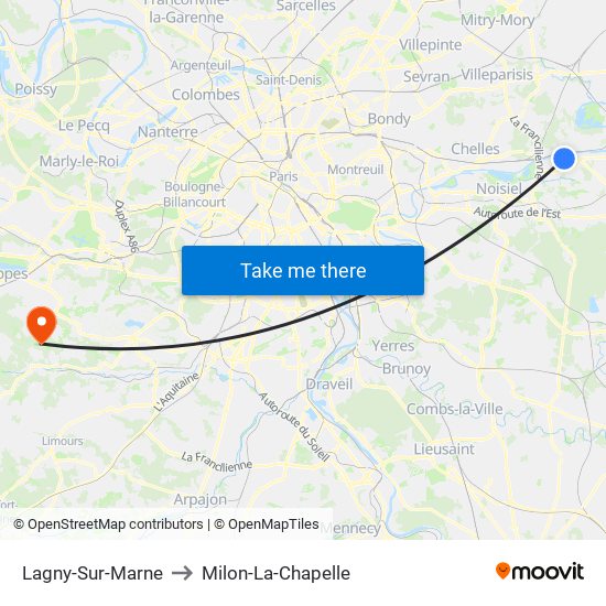 Lagny-Sur-Marne to Milon-La-Chapelle map