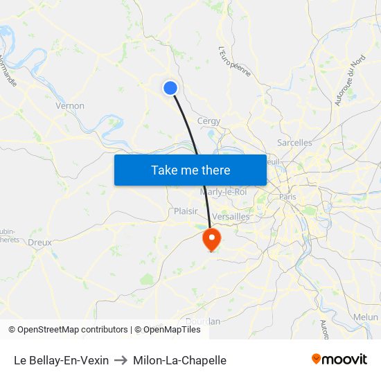 Le Bellay-En-Vexin to Milon-La-Chapelle map