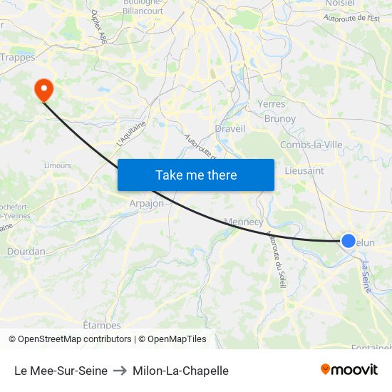 Le Mee-Sur-Seine to Milon-La-Chapelle map