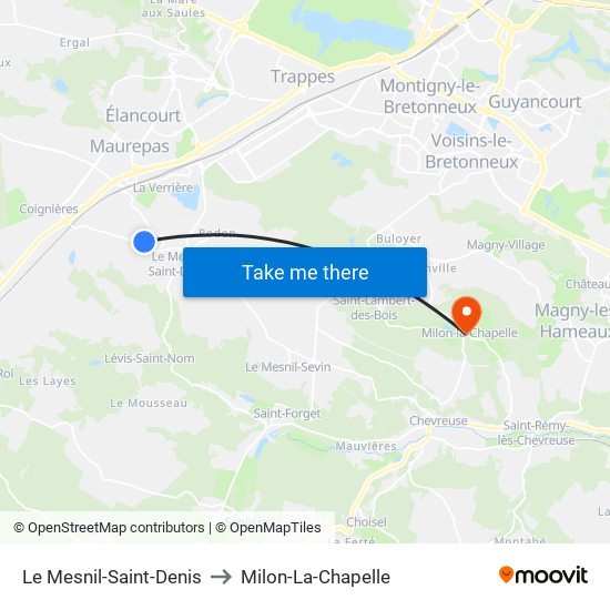 Le Mesnil-Saint-Denis to Milon-La-Chapelle map